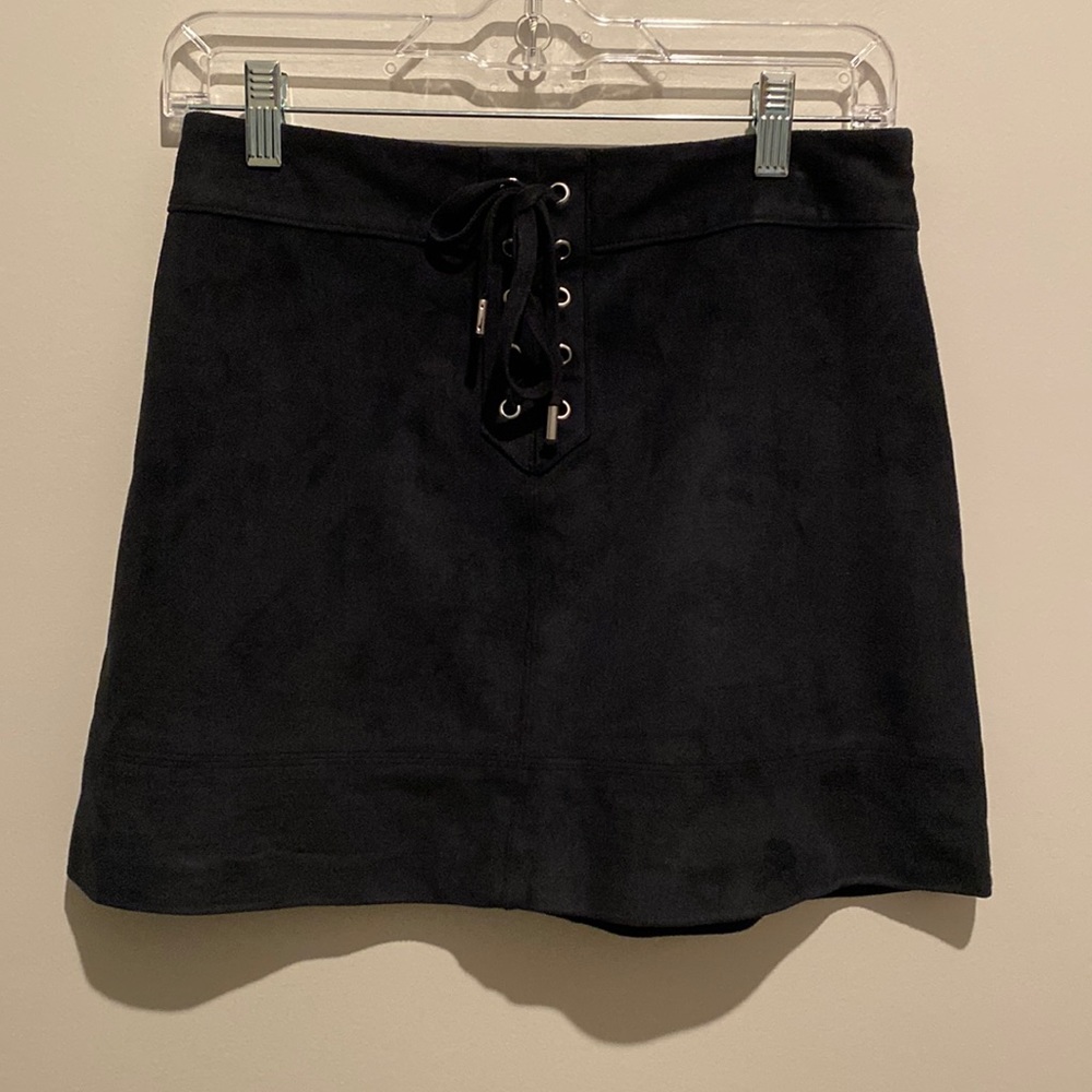 High waisted suede skirt